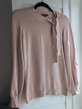 Adrianna Papell Blush Tie-Neck Pullover Sweater